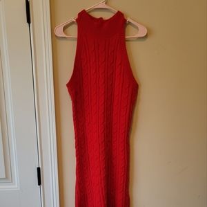 NWT Trendy Lady Hot Fire Red Sleeveless Turtleneck Sweater Dress